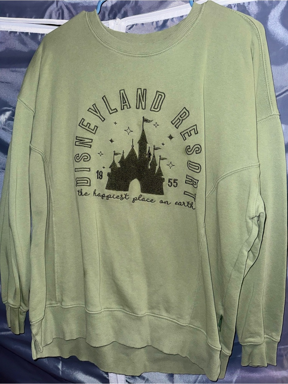 Disney Olive Green Castle Crewneck Sweatshirt